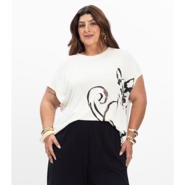 Imagem de Camiseta Feminina Plus Size Secret Glam Bege, Plus G4, Bege