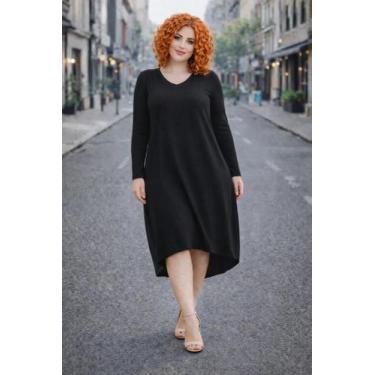 Imagem de Vestido Mullet Manga Longa Moda Femenina - modanascimento, Preto, P