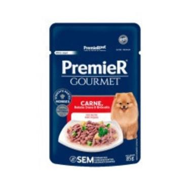 Imagem de Ração Úmida Premier Gourmet para Cães Adultos de Porte Pequeno Sabor Carne, Batata Doce e Brócolis 85 g