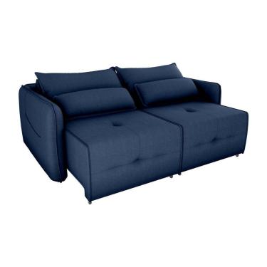 Imagem de Sofá Cama 2 Lugares Com Almofadas 205cm Celine Suede Azul Matrix Suede Azul