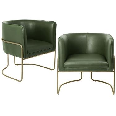 Imagem de Kit 02 Poltronas Bronze Betina D02 Verde Musgo B-89