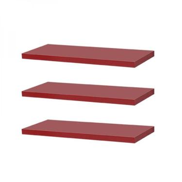 Imagem de Kit 3 Prateleiras 30 x 10cm Vermelha Suporte Invisível