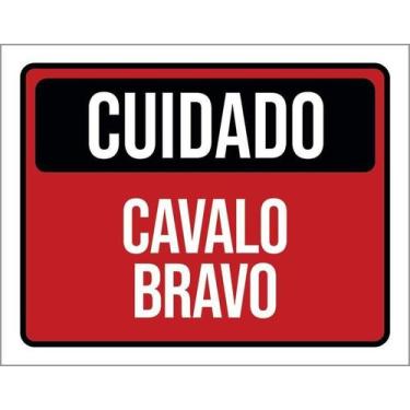Imagem de Kit 5 Placa Acm Cuidado Cavalo Bravo 18X23 - Sinalizo