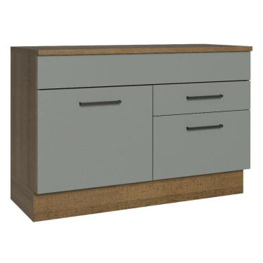 Imagem de Balcão De Pia Cozinha 1 Porta E 2 Gavetas (com Tampo) Rustic/cinza Agata Madesa Rustic/cinza