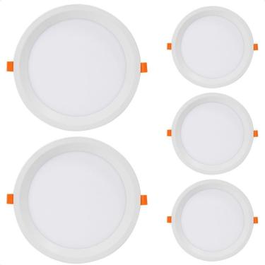 Imagem de Kit 5 Painel De Led Redondo Embutir Recuado 24w Bivolt Taschibra 6500k Frio