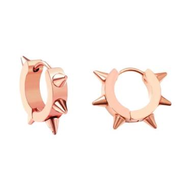 Imagem de Brincos De Argola Unissex Punk Com Spikes E Rebites Em Aço Inoxidável 