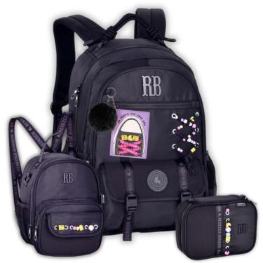 Imagem de Kit Mochila Costas Rebecca Bonbon Mochila P Escolar E Estojo Cor:Preto