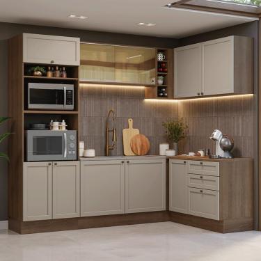 Imagem de Armário De Cozinha Completa De Canto 399 Cm Rustic/crema Vik Madesa 02 Rustic/crema