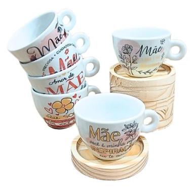 Imagem de Kit Jogo Conjunto 6 Xícara Mãe Café Chá Cappuccino Porcelana - Antilop