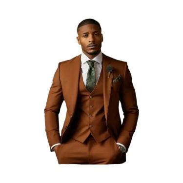 Imagem de Terno Formal Masculino Verde Esmeralda De 3 Peças: Jaqueta, Colete E C