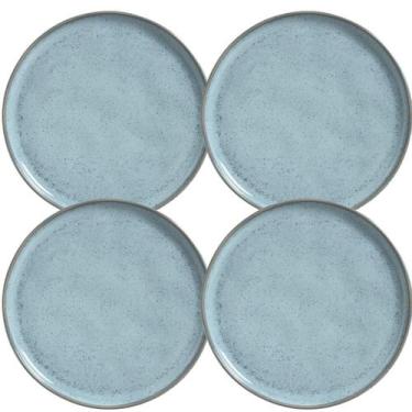 Imagem de Jogo 4 Pratos Rasos 27cm Cerâmica Stoneware Azul Porto Brasil Bio Bree