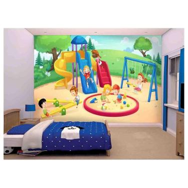 Imagem de Papel De Parede Infantil Crianças Parquinho  Azs107