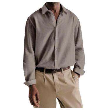 Imagem de Camisa Masculina Hering ML Slim Linho Marrom - LZ48HN7SI-Masculino