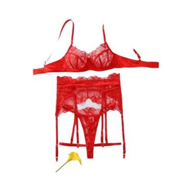 Imagem de Conjunto De Lingerie Luxuosa Para Mulheres Com Renda E Bordado Floral,