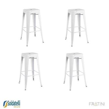 Imagem de Kit 4 Banquetas Berlim Alta Várias Cores - Fratini, Branco