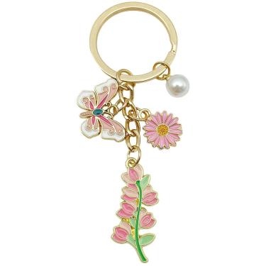 Imagem de Chaveiro elegante borboleta e lírio com pérola para o Dia das Mães