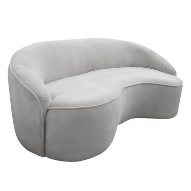 Imagem de Sofá Curvo Montserrat 150cm 02 Lugares Bouclé Cinza Claro - Nexta Casa