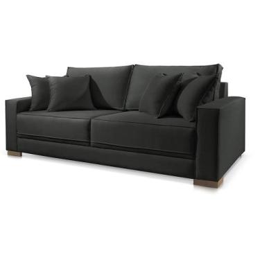 Imagem de Sofá 3 Lugares Fixo Living Hotello Suede Preto 2,00m - Poltjá Moveis