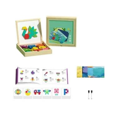 Imagem de Conjunto De Blocos Geométricos Magnéticos De Madeira Para Crianças, Br