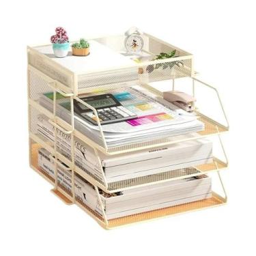 Imagem de Organizador De Mesa De Escritório Em Malha Metálica A4, Suporte Para D