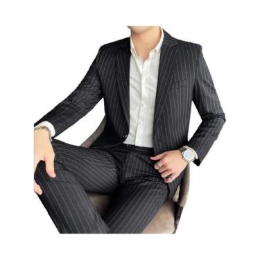 Imagem de Conjunto De Terno Slim Fit Masculino De Duas Peças Com Listras, Calças