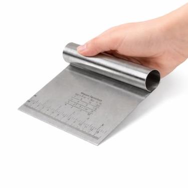 Imagem de Espátula Raspadora De Inox Com Régua Integrada 15Cm Multiuso para Cozinha Ideal para Massas Confeitaria Carnes Legumes Queijos e Doces