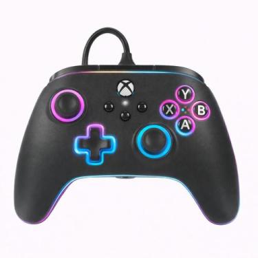 Imagem de Controle PowerA Xbox Com Fio Preto LED Advantage USB 3m PC Series X S 