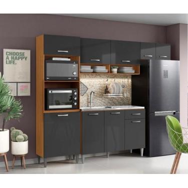 Imagem de Cozinha Compacta Aurora com Balcão de pia 120cm Sem Tampo/Cuba - Cinam