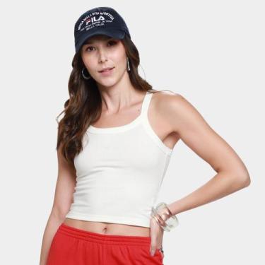 Imagem de Regata Fila Ribbed Letter Feminina, Off white, G