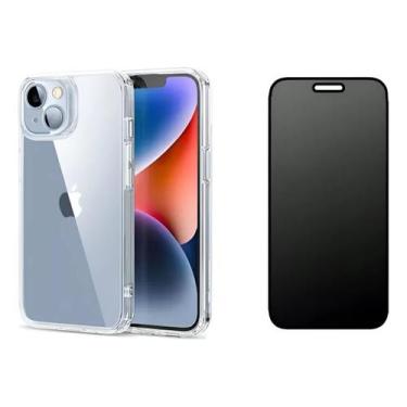 Imagem de Capinha Silicone TPU + Película 3D Vidro Privacidade para Iphone 14 Pl