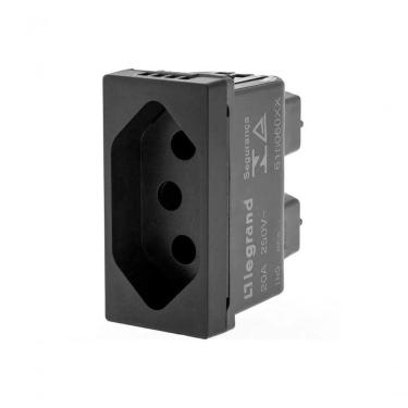Imagem de Tomada Dupla 2P+T 20A 250V Pial Plus+ 615060PT com Placa 4x2 Preto Legrand