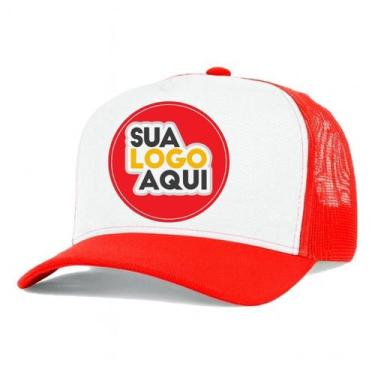 Imagem de Kit 4 Bonés Personalizados DTF Trucker Redinha Tela Aba Curva Cor:Verm