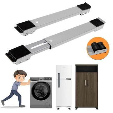 Imagem de Suporte Base C/ Rodinhas Ajustável Máquina Lavar Geladeira Fogão Refor