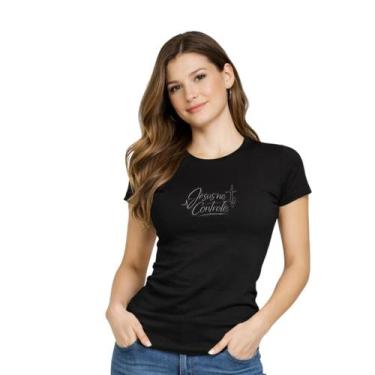 Imagem de Camiseta Babylook Feminina Estampa em DTF Jesus No Controle EI-2627 - 