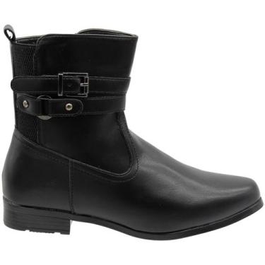 Imagem de Bota Cano Médio Mooncity Elástico Bico Fino Feminina, Preto, 38