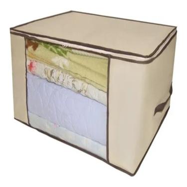 Imagem de Caixa Organizadora de Roupas Flexível com Zíper Multiuso Guarda Roupa Cama Edredom Clos...