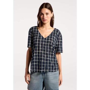 Imagem de Blusa Feminina Em Viscose Estampada - Azul XP - Hering Adulto, XP