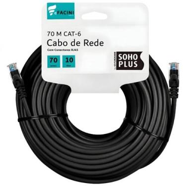 Imagem de Cabo de Rede eFacini Preto CAT6 Furukawa 100% Cobre, Anatel 70 Metros