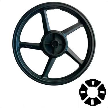 Imagem de Roda Traseira Liga Leve Ybr Factor Fazer 125 150 Preta 5p - Fabreck