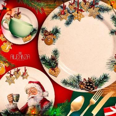 Imagem de JOGO COM 6 PRATOS SOBREMESA NATAL GINGERBREAD 1ªLINHA - Alleanza Cerâm