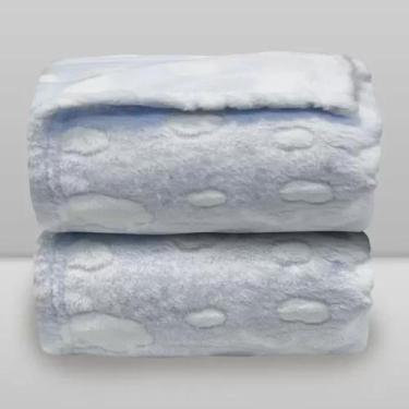 Imagem de Cobertor quentinho com Relevo Nuvens - Cinza e branco - Laço bebê
