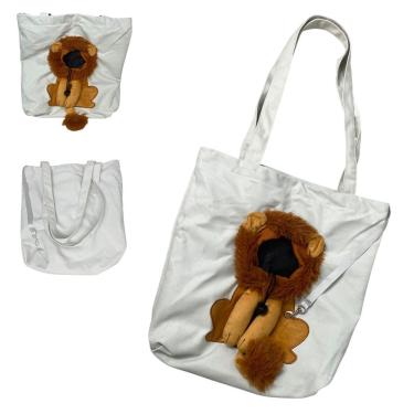 Imagem de Bolsa de Transporte para Pets AB Mídia BSL3905 Cães e Gatos Náilon Estampa Leão Branco