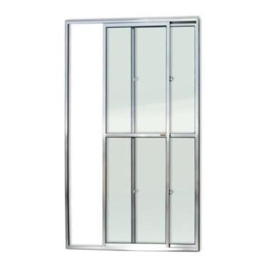 Imagem de Porta de Alumínio Balcão 210x120cm 2 Folhas com Vidro Liso Anodizado B