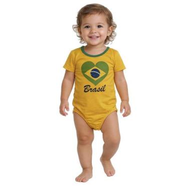 Imagem de Body Infantil Look Jeans Coração Brasil Amarelo, 03