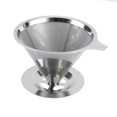 Imagem de Coador cafe d1394 reutilizavel inox 12x8,8cm dolce home, CINZA