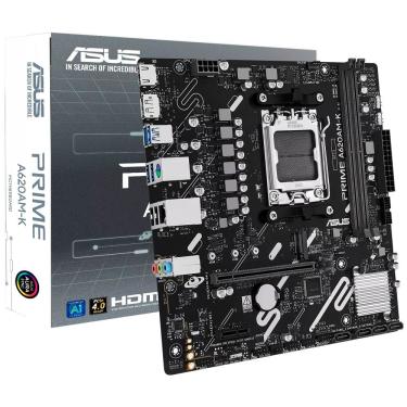Imagem de Placa Mãe Asus Prime A620AM-K com Socket AM5 e DDR5 Preto com Pcie 5.0 M.2 e USB 3.2 Gen 2
