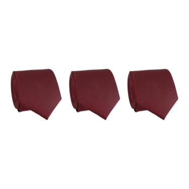 Imagem de Kit 3 Gravatas Social Masculina Slim Lisa Padrinho Casamento Noivo Trabalho Congresso Tons de Vermelho