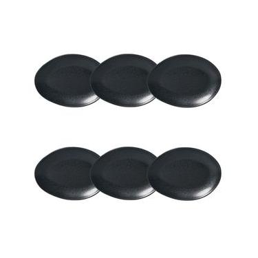 Imagem de Conjunto de Pratos de Sobremesa Orgânico Eclipse Cerâmica Stoneware Preto Porto Brasil