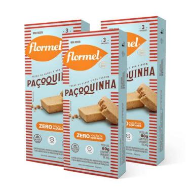 Imagem de Kit Tablete De Paçoca Zero Açúcar - Flormel 3 Caixas 60g