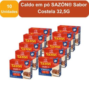 Imagem de Kit 10 Unidades Caldo em pó SAZÓN Sabor Costela 32,5G - AJINOMOTO
